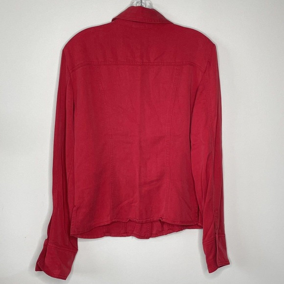 Coldwater Creek Red Button Front 100% Tencel Jacket Sz Small H17245 Biker Short - Picture 4 of 4